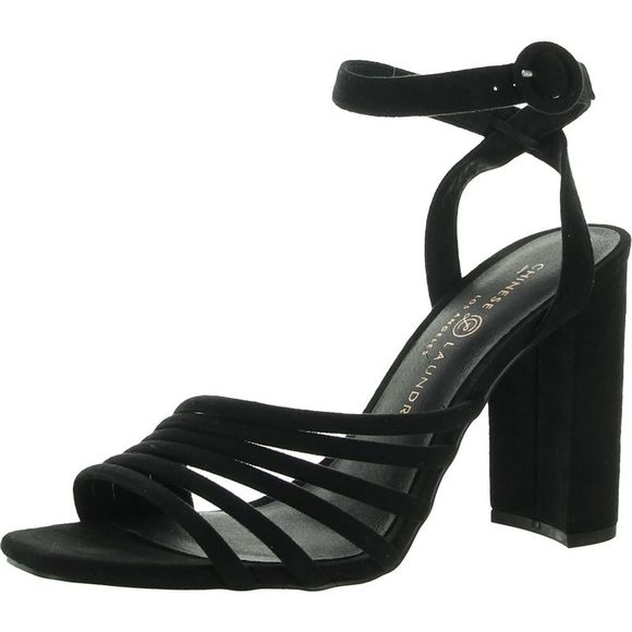 Chinese Laundry Shoes - Chinese Laundry Womens Jonah Black Faux Suede Heel Sandals  Shoes NWT